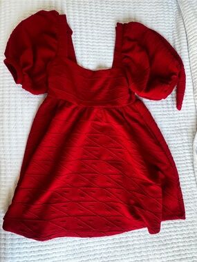 Free People Red Textured Mini Dress